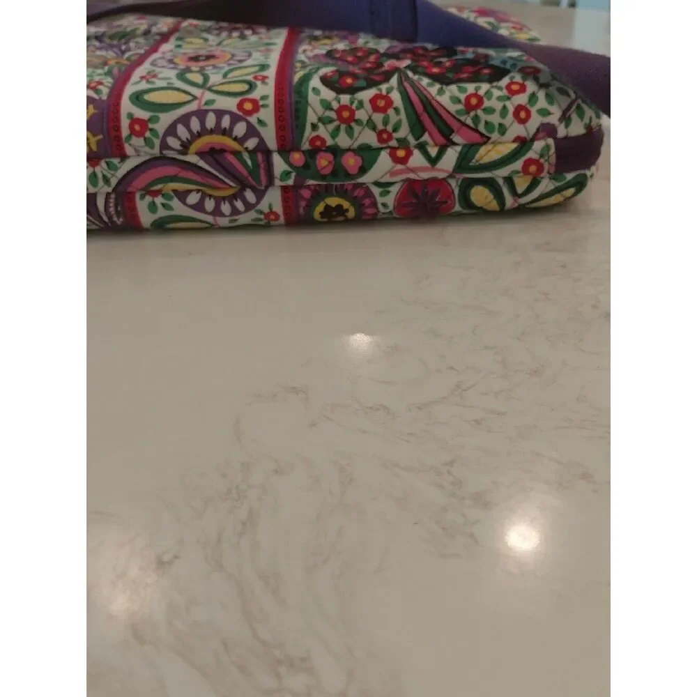 Vera Bradley Quilted Floral CROSSBODY Laptop Tote in Purple and Green.